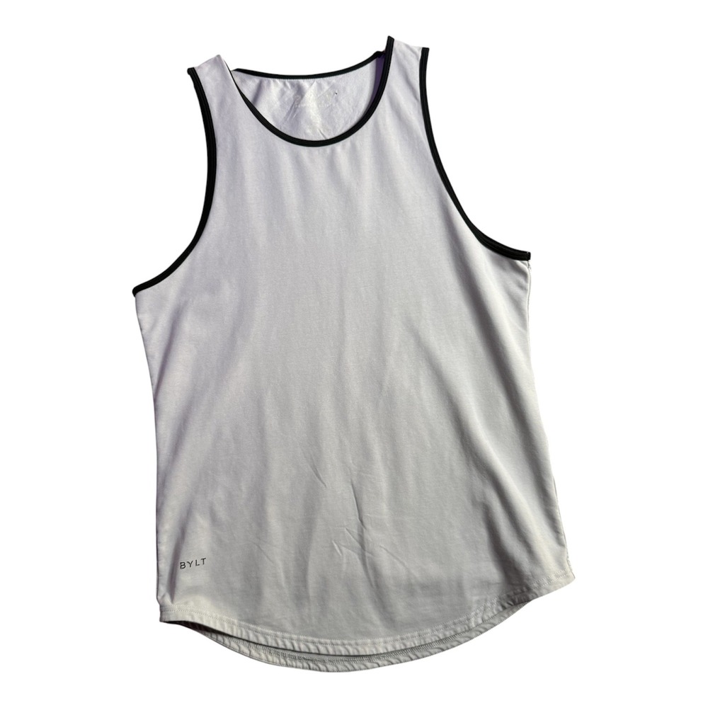 BYLT Premium Basics Tank Top Mens Medium Gray Black Lux Sleeveless Tee